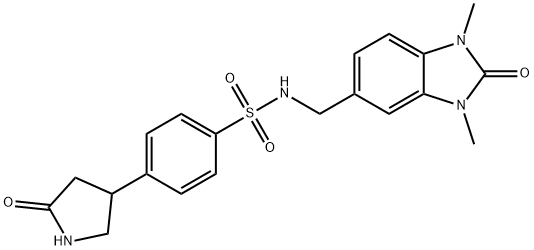 N-[(1,3-dimethyl-2-oxobenzimidazol-5-yl)methyl]-4-(5-oxopyrrolidin-3-yl)benzenesulfonamide 구조식 이미지