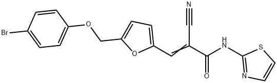 (E)-3-[5-[(4-bromophenoxy)methyl]furan-2-yl]-2-cyano-N-(1,3-thiazol-2-yl)prop-2-enamide Structure