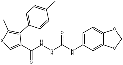 1-(1,3-benzodioxol-5-yl)-3-[[5-methyl-4-(4-methylphenyl)thiophene-3-carbonyl]amino]urea 구조식 이미지