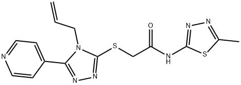 N-(5-methyl-1,3,4-thiadiazol-2-yl)-2-[(4-prop-2-enyl-5-pyridin-4-yl-1,2,4-triazol-3-yl)sulfanyl]acetamide 구조식 이미지