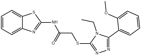 N-(1,3-benzothiazol-2-yl)-2-[[4-ethyl-5-(2-methoxyphenyl)-1,2,4-triazol-3-yl]sulfanyl]acetamide Structure