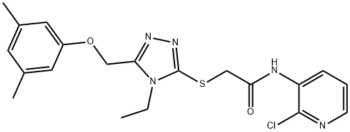 N-(2-chloropyridin-3-yl)-2-[[5-[(3,5-dimethylphenoxy)methyl]-4-ethyl-1,2,4-triazol-3-yl]sulfanyl]acetamide 구조식 이미지