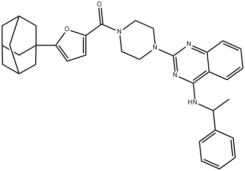 [5-(1-adamantyl)furan-2-yl]-[4-[4-(1-phenylethylamino)quinazolin-2-yl]piperazin-1-yl]methanone 구조식 이미지