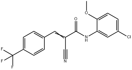 (E)-N-(5-chloro-2-methoxyphenyl)-2-cyano-3-[4-(trifluoromethyl)phenyl]prop-2-enamide 구조식 이미지