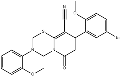 8-(5-bromo-2-methoxyphenyl)-3-(2-methoxyphenyl)-6-oxo-2,4,7,8-tetrahydropyrido[2,1-b][1,3,5]thiadiazine-9-carbonitrile Structure