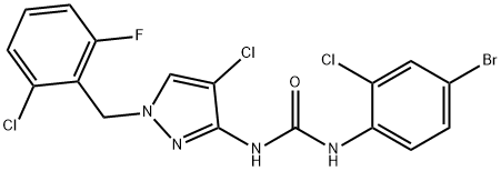 1-(4-bromo-2-chlorophenyl)-3-[4-chloro-1-[(2-chloro-6-fluorophenyl)methyl]pyrazol-3-yl]urea 구조식 이미지