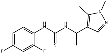 1-(2,4-difluorophenyl)-3-[1-(1,5-dimethylpyrazol-4-yl)ethyl]thiourea 구조식 이미지