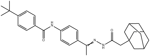 N-[4-[(E)-N-[[2-(1-adamantyl)acetyl]amino]-C-methylcarbonimidoyl]phenyl]-4-tert-butylbenzamide 구조식 이미지