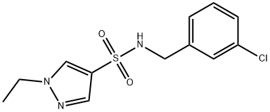 N-[(3-chlorophenyl)methyl]-1-ethylpyrazole-4-sulfonamide Structure