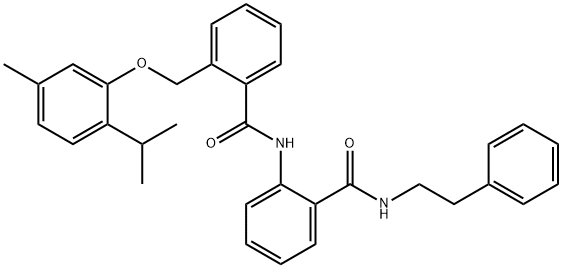 2-[(5-methyl-2-propan-2-ylphenoxy)methyl]-N-[2-(2-phenylethylcarbamoyl)phenyl]benzamide Structure