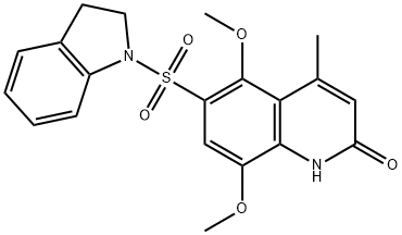 6-(2,3-dihydroindol-1-ylsulfonyl)-5,8-dimethoxy-4-methyl-1H-quinolin-2-one Structure