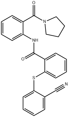 2-(2-cyanophenyl)sulfanyl-N-[2-(pyrrolidine-1-carbonyl)phenyl]benzamide 구조식 이미지