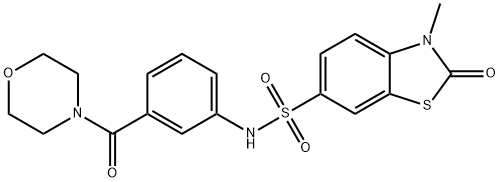 3-methyl-N-[3-(morpholine-4-carbonyl)phenyl]-2-oxo-1,3-benzothiazole-6-sulfonamide 구조식 이미지