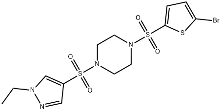 1-(5-bromothiophen-2-yl)sulfonyl-4-(1-ethylpyrazol-4-yl)sulfonylpiperazine 구조식 이미지