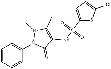 5-chloro-N-(1,5-dimethyl-3-oxo-2-phenylpyrazol-4-yl)thiophene-2-sulfonamide 구조식 이미지