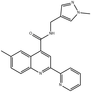 6-methyl-N-[(1-methylpyrazol-4-yl)methyl]-2-pyridin-2-ylquinoline-4-carboxamide 구조식 이미지