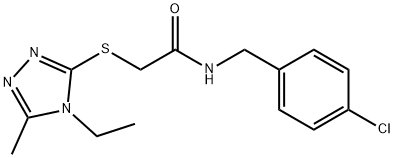 N-[(4-chlorophenyl)methyl]-2-[(4-ethyl-5-methyl-1,2,4-triazol-3-yl)sulfanyl]acetamide 구조식 이미지