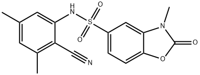 N-(2-cyano-3,5-dimethylphenyl)-3-methyl-2-oxo-1,3-benzoxazole-5-sulfonamide 구조식 이미지