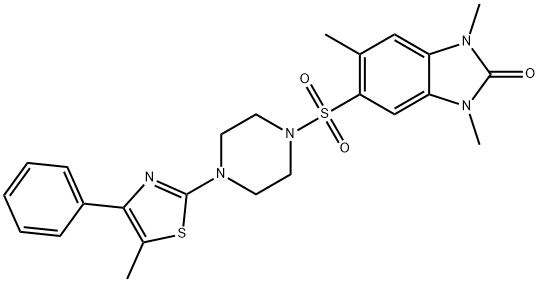 1,3,5-trimethyl-6-[4-(5-methyl-4-phenyl-1,3-thiazol-2-yl)piperazin-1-yl]sulfonylbenzimidazol-2-one Structure