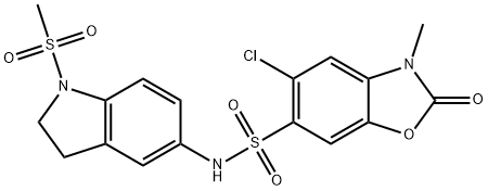 5-chloro-3-methyl-N-(1-methylsulfonyl-2,3-dihydroindol-5-yl)-2-oxo-1,3-benzoxazole-6-sulfonamide 구조식 이미지