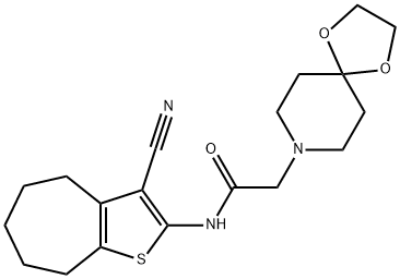 N-(3-cyano-5,6,7,8-tetrahydro-4H-cyclohepta[b]thiophen-2-yl)-2-(1,4-dioxa-8-azaspiro[4.5]decan-8-yl)acetamide Structure