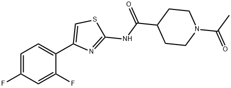 1-acetyl-N-[4-(2,4-difluorophenyl)-1,3-thiazol-2-yl]piperidine-4-carboxamide 구조식 이미지