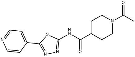 1-acetyl-N-(5-pyridin-4-yl-1,3,4-thiadiazol-2-yl)piperidine-4-carboxamide Structure