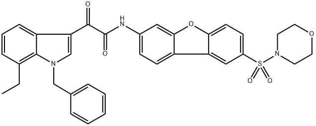 2-(1-benzyl-7-ethylindol-3-yl)-N-(8-morpholin-4-ylsulfonyldibenzofuran-3-yl)-2-oxoacetamide 구조식 이미지