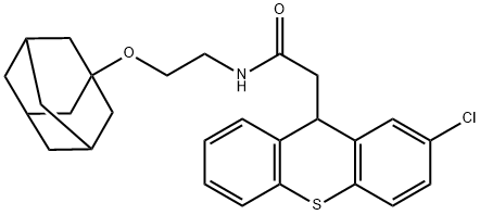 N-[2-(1-adamantyloxy)ethyl]-2-(2-chloro-9H-thioxanthen-9-yl)acetamide Structure