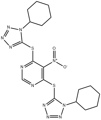 4,6-bis[(1-cyclohexyltetrazol-5-yl)sulfanyl]-5-nitropyrimidine 구조식 이미지