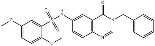 N-(3-benzyl-4-oxoquinazolin-6-yl)-2,5-dimethoxybenzenesulfonamide 구조식 이미지