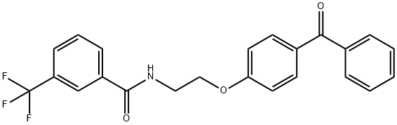 N-[2-(4-benzoylphenoxy)ethyl]-3-(trifluoromethyl)benzamide 구조식 이미지