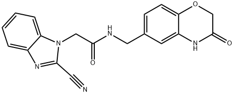 2-(2-cyanobenzimidazol-1-yl)-N-[(3-oxo-4H-1,4-benzoxazin-6-yl)methyl]acetamide 구조식 이미지