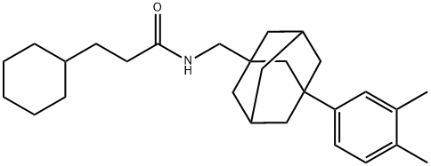 3-cyclohexyl-N-[[3-(3,4-dimethylphenyl)-1-adamantyl]methyl]propanamide 구조식 이미지