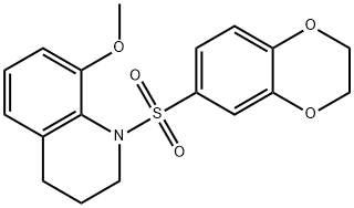 1-(2,3-dihydro-1,4-benzodioxin-6-ylsulfonyl)-8-methoxy-3,4-dihydro-2H-quinoline 구조식 이미지