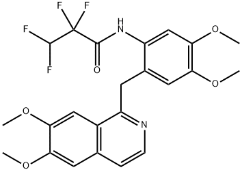 N-[2-[(6,7-dimethoxyisoquinolin-1-yl)methyl]-4,5-dimethoxyphenyl]-2,2,3,3-tetrafluoropropanamide 구조식 이미지