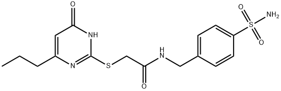 2-[(4-oxo-6-propyl-1H-pyrimidin-2-yl)sulfanyl]-N-[(4-sulfamoylphenyl)methyl]acetamide Structure