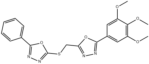 2-phenyl-5-[[5-(3,4,5-trimethoxyphenyl)-1,3,4-oxadiazol-2-yl]methylsulfanyl]-1,3,4-oxadiazole 구조식 이미지