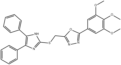 2-[(4,5-diphenyl-1H-imidazol-2-yl)sulfanylmethyl]-5-(3,4,5-trimethoxyphenyl)-1,3,4-oxadiazole Structure