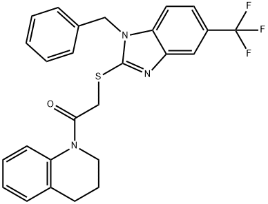 2-[1-benzyl-5-(trifluoromethyl)benzimidazol-2-yl]sulfanyl-1-(3,4-dihydro-2H-quinolin-1-yl)ethanone Structure