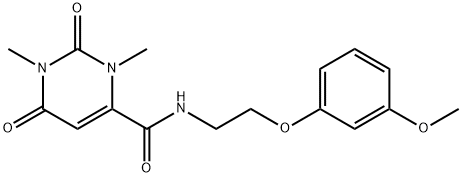 N-[2-(3-methoxyphenoxy)ethyl]-1,3-dimethyl-2,6-dioxopyrimidine-4-carboxamide 구조식 이미지