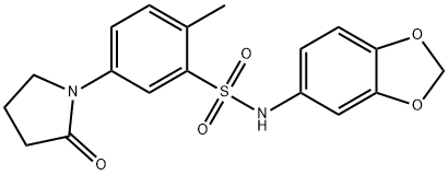 N-(1,3-benzodioxol-5-yl)-2-methyl-5-(2-oxopyrrolidin-1-yl)benzenesulfonamide 구조식 이미지