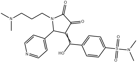 (E)-[1-[3-(dimethylazaniumyl)propyl]-4,5-dioxo-2-pyridin-4-ylpyrrolidin-3-ylidene]-[4-(dimethylsulfamoyl)phenyl]methanolate 구조식 이미지