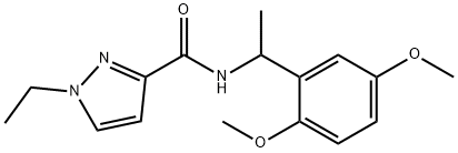 N-[1-(2,5-dimethoxyphenyl)ethyl]-1-ethylpyrazole-3-carboxamide 구조식 이미지