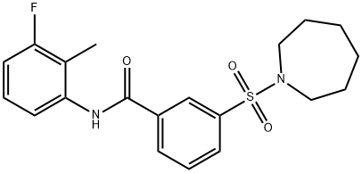 3-(azepan-1-ylsulfonyl)-N-(3-fluoro-2-methylphenyl)benzamide 구조식 이미지