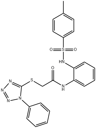 N-[2-[(4-methylphenyl)sulfonylamino]phenyl]-2-(1-phenyltetrazol-5-yl)sulfanylacetamide 구조식 이미지