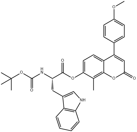 [4-(4-methoxyphenyl)-8-methyl-2-oxochromen-7-yl] (2S)-3-(1H-indol-3-yl)-2-[(2-methylpropan-2-yl)oxycarbonylamino]propanoate Structure