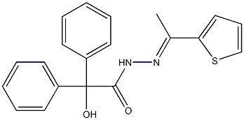 2-hydroxy-2,2-diphenyl-N-[(E)-1-thiophen-2-ylethylideneamino]acetamide 구조식 이미지