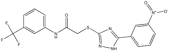 2-[[5-(3-nitrophenyl)-1H-1,2,4-triazol-3-yl]sulfanyl]-N-[3-(trifluoromethyl)phenyl]acetamide 구조식 이미지