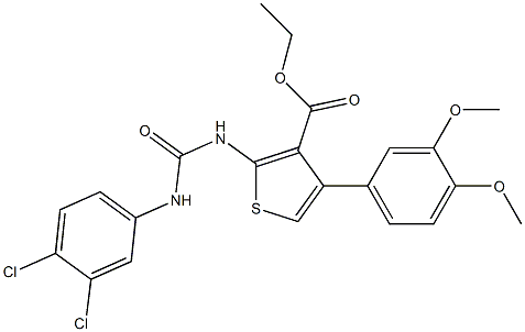 ethyl 2-[(3,4-dichlorophenyl)carbamoylamino]-4-(3,4-dimethoxyphenyl)thiophene-3-carboxylate 구조식 이미지